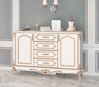 BOLONYIA luxusn komoda, bielo zlat