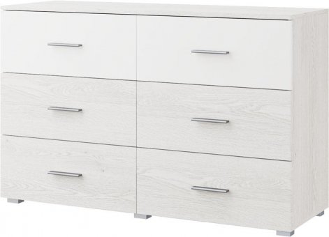 ROMBO komoda 6 zsuviek, biela/light artwood
